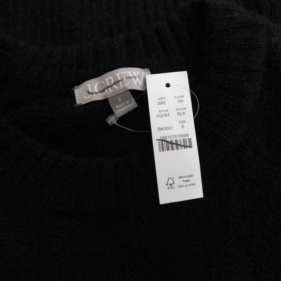 NWT!! J. CREW High Rib Pullover Sweater Wool Alpaca Solid Black Minimalist Small - Picture 10 of 12